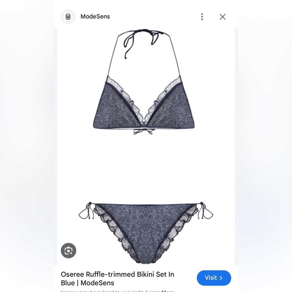 Oseree Navy Ruffle Bikini Set